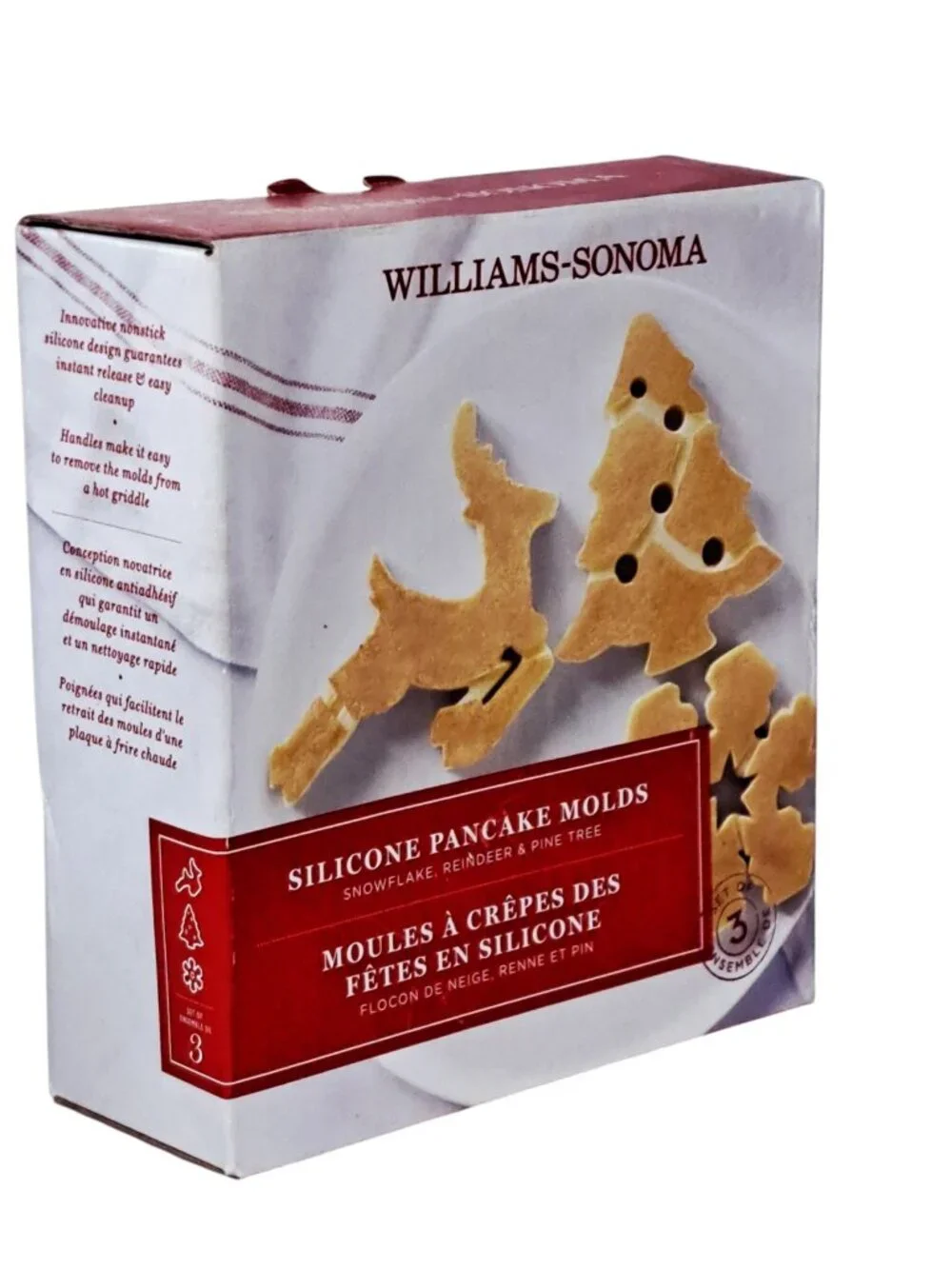 Williams Sonoma Silicone Pancake Molds Holiday Snowflake Reindeer & Pine Tree